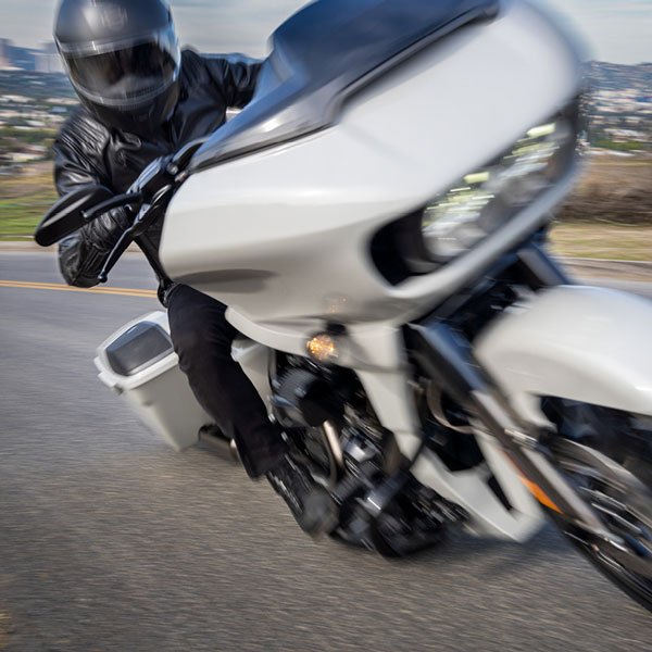 man riding CVO Road Glide to Superstition Harley-davidson Apache junction